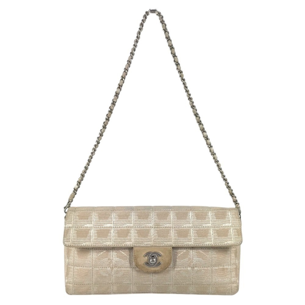 CHANEL New Travel Line CC Coco Mark Logo Shoulder Bag, Flap Chain Nylon, Wome...